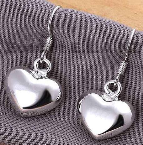 28mm HEART SILVER DANGLE EARRINGS